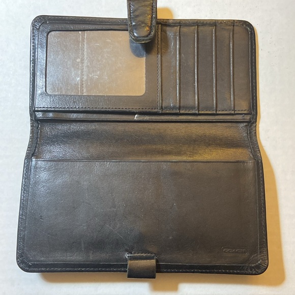 COACH Vintage Black Leather Wallet, Checkbook, ID, Credit Cards Pen Holder VTG - Picture 3 of 7